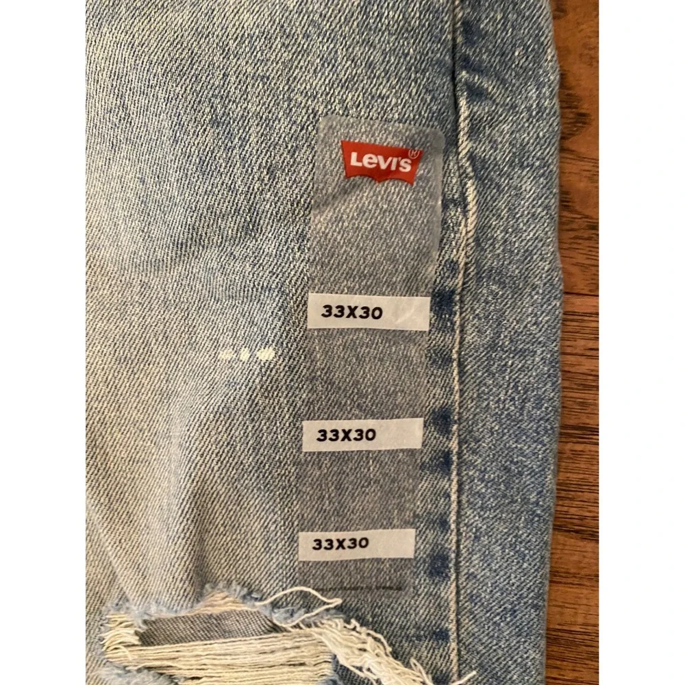 Levis 514 Straight Fit Mens 33x30 Light Wash Distressed Flex Jeans New